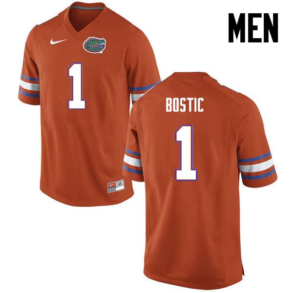 NCAA Florida Gators Jonathan Bostic Men's #1 Nike Orange Stitched Authentic College Football Jersey EBE5564YV